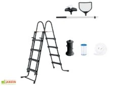 Summer Waves Piscine Hors-sol Tubulaire Ronde ∅549 X 122 Cm – PVC Aspect Teck -Hevea Jardin Magasin accessoires piscine tubulaire summerwaves filtration echelle