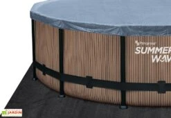 Summer Waves Piscine Hors-sol Tubulaire Ronde ∅549 X 122 Cm – PVC Aspect Teck -Hevea Jardin Magasin bache piscine hors sol debris pvc acier