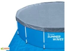 Summer Waves Piscine Hors-sol Tubulaire Ronde ∅457 X 122 Cm - PVC Bleu -Hevea Jardin Magasin bache protection tapis sol piscine hor sol ronde summerwaves