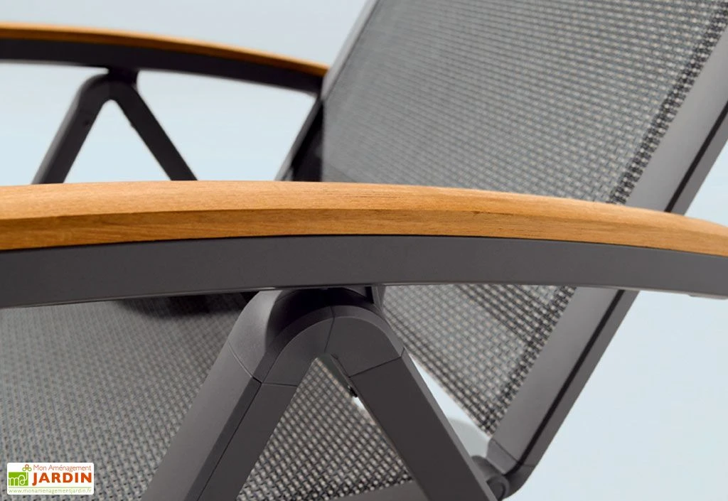 Bain De Soleil Alu, Teck Et Textilux Catena Anthracite (lot De 2) 2 Bain De Soleil Alu, Teck Et Textilux Catena Anthracite (lot De 2) – Image 2