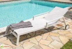 Chaise Longue En Aluminium Et Textilène Ibiza -Hevea Jardin Magasin chaise longue roulette alu blanc 2