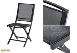 Salon De Jardin Carré Whitestar : 1 Table Extensible + 8 Fts + 4 Chs -Hevea Jardin Magasin chaise pliante aluminium textilene noir 1