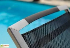 Chaise De Jardin Alu Et Textilux Empilable Trento Gris Graphite (lot De 6) -Hevea Jardin Magasin chaise trento noire 1