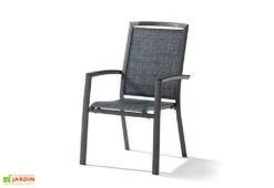 Chaise De Jardin Alu Et Textilux Empilable Trento Gris (lot De 6)