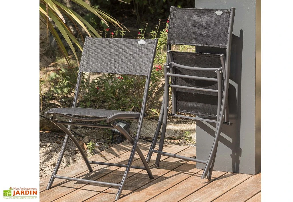 Chaise De Jardin Textilène Pliante Noire 2 Chaise De Jardin Textilène Pliante Noire – Image 2