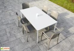 Salon De Jardin : 1 Table Aluminium 160 X 90 Cm + 4 Chaises + 2 Fauteuils – Hall