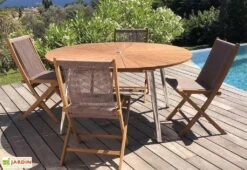 Lot De 2 Chaises De Jardin En Bois De Teck Et Polyester Ubud