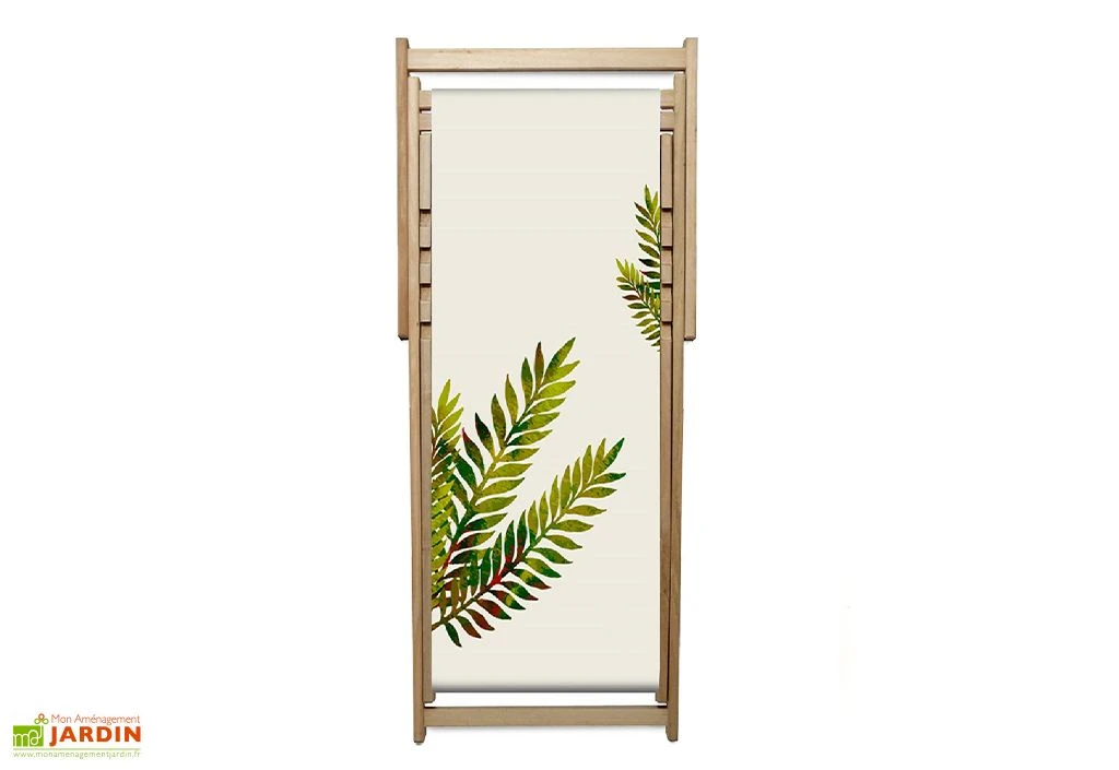 Chilienne En Bois Et Coton Avec Accoudoirs Lona – Feuille Lichen 2 Chilienne En Bois Et Coton Avec Accoudoirs Lona – Feuille Lichen – Image 2