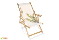 Chilienne En Bois Et Coton Avec Accoudoirs Lona – Feuille Lichen