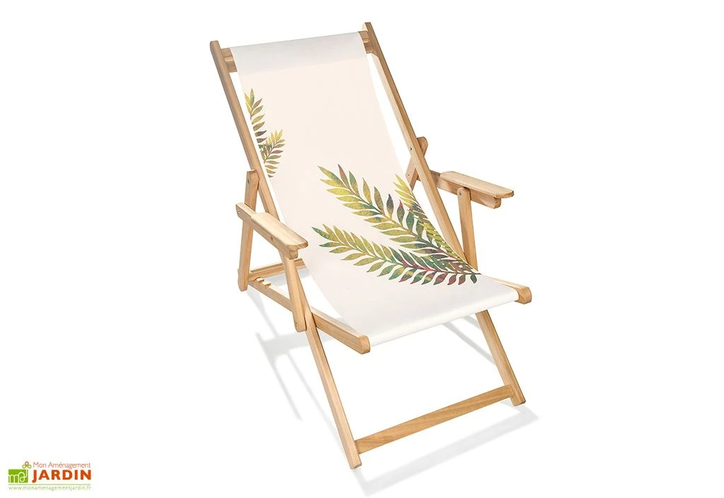 Chilienne En Bois Et Coton Avec Accoudoirs Lona – Feuille Lichen 1 Chilienne En Bois Et Coton Avec Accoudoirs Lona – Feuille Lichen