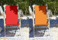 Chilienne En Bois Et Coton Avec Accoudoirs Lona – Tissu Uni -Hevea Jardin Magasin chilienne bois tissu lona uni 1