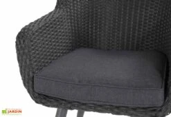 Ensemble Repas De Jardin 4 Personnes En Aluminium Et Résine Anthracite -Hevea Jardin Magasin details chaise jardin anthracite