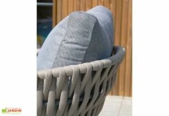 Salon De Jardin 4 Places En Acier Et Corde Tissée Capri -Hevea Jardin Magasin details fauteuil jardin mobilier jardin acier corde tissee capri