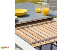 Table De Jardin Extensible En Aluminium Et Verre Honfleur 180/250 Cm -Hevea Jardin Magasin details plateau table jardin extensible aluminium verre honfleur