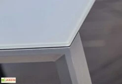 Table De Jardin Extensible En Aluminium Et Verre Honfleur 180/250 Cm -Hevea Jardin Magasin details plateau verre table jardin extensible aluminium verre honfleur