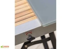 Table De Jardin Extensible En Aluminium Et Verre Honfleur 180/250 Cm -Hevea Jardin Magasin details rallonge table jardin extensible aluminium verre honfleur