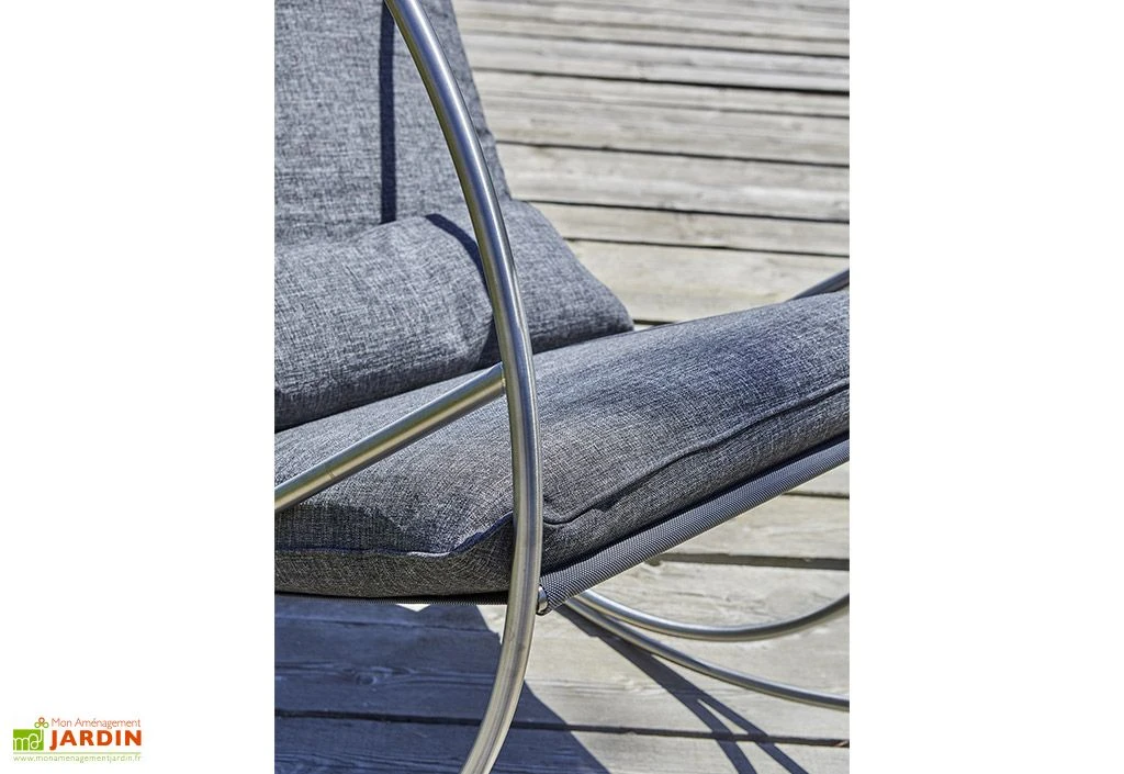 Rocking Chair De Jardin En Inox Et Textilène - Caprera 4 Rocking Chair De Jardin En Inox Et Textilène - Caprera – Image 4