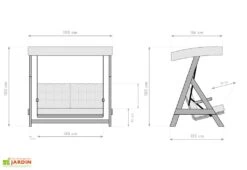 Balancelle De Jardin 2/3 Personnes - Bois Imprégné – Paris 2000 -Hevea Jardin Magasin dimensions balancelle jardin bois westmann as2050a