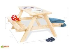 Pinolino Table De Pique-nique En Bois Pour Enfant – Nicky Maxi -Hevea Jardin Magasin dimensions table jardin bois enfant pinolino