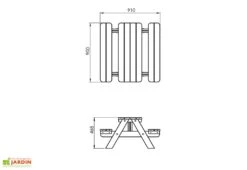Table De Pique-nique Pour Enfant En Bois Massif – 90 X 90 X 45 Cm -Hevea Jardin Magasin dimensions table pique nic enfant