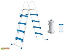 Summer Waves Piscine Hors-sol Tubulaire Ronde ∅457 X 122 Cm - PVC Bleu -Hevea Jardin Magasin echelle cartouche epurateur piscine tubulaire ronde