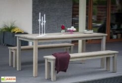 Table De Jardin En Bois Huilé 178 Cm + 2 Bancs – Liepaja