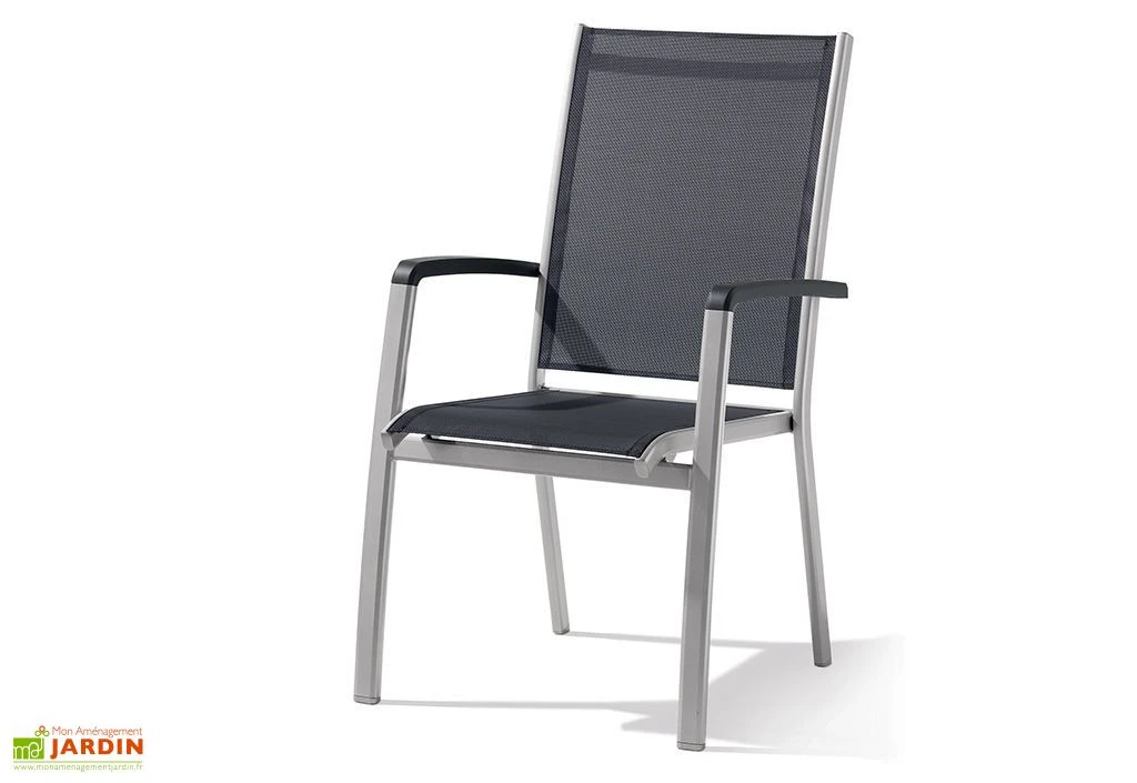 Fauteuil De Jardin Alu Et Textilux Empilable Bodega Graphite (lot De 6) 1 Fauteuil De Jardin Alu Et Textilux Empilable Bodega Graphite (lot De 6)