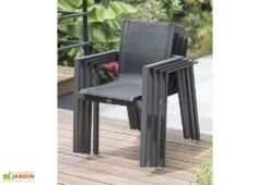 Fauteuil En Aluminium Et Textilène Anthracite Miami -Hevea Jardin Magasin fauteuil empilable 3