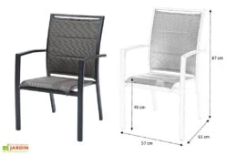 Fauteuil De Jardin En Aluminium Modulo (Plusieurs Coloris) 9 Fauteuil De Jardin En Aluminium Modulo (Plusieurs Coloris) -Hevea Jardin Magasin fauteuil jardin aluminium gris anthracite modulo dimensions