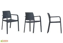 Salon De Jardin : 1 Table Aluminium 200 X 90 Cm + 8 Fauteuils – Dock -Hevea Jardin Magasin fauteuil jardin dock anthracite 1