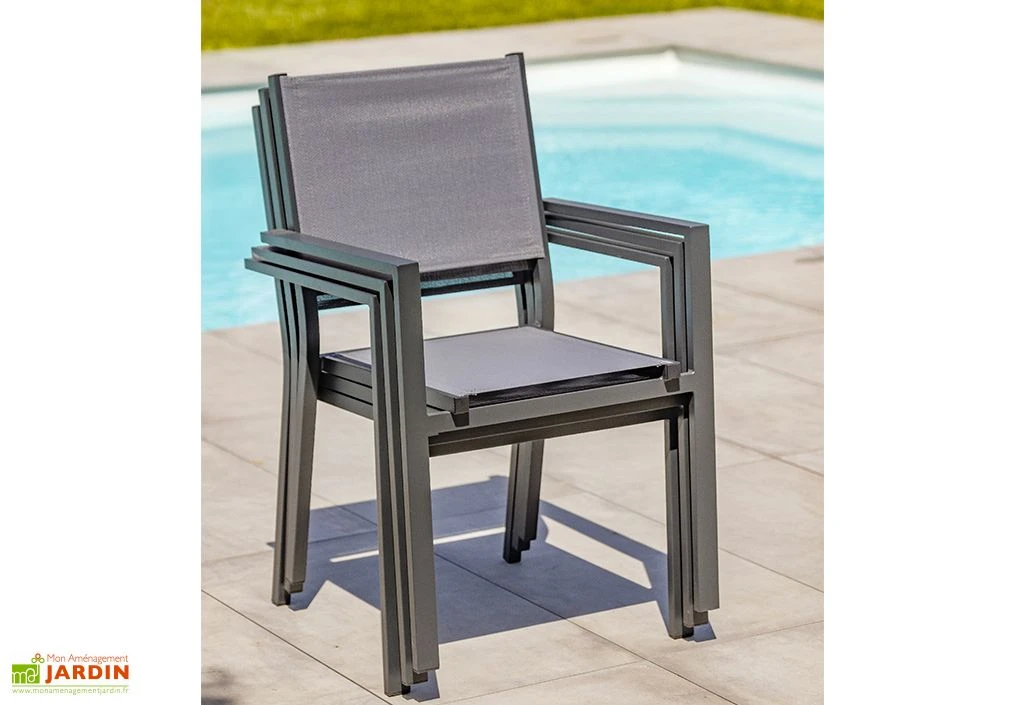 Fauteuil De Jardin Empilable En Aluminium Et Textilène Tolede 2 Fauteuil De Jardin Empilable En Aluminium Et Textilène Tolede – Image 2