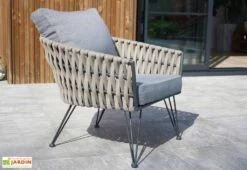 Salon De Jardin 4 Places En Acier Et Corde Tissée Capri -Hevea Jardin Magasin fauteuil salon jardin acier capri