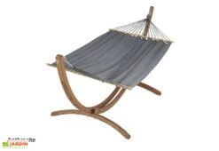 Ensemble Hamac En Tissu Et Support En Bois – Set EsKapade 9 Ensemble Hamac En Tissu Et Support En Bois – Set EsKapade -Hevea Jardin Magasin hamac gris anthracite 1