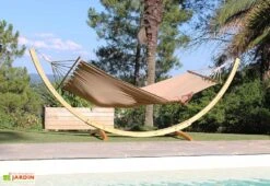 Hamac Sur Pieds En Bois Et Toile En Coton 140 X 200 Cm - Panama