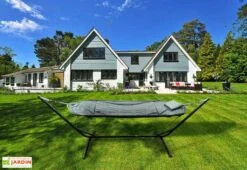 Hamac Sur Pieds En Acier Gris Anthracite -Hevea Jardin Magasin hamac sur pieds jardin gris