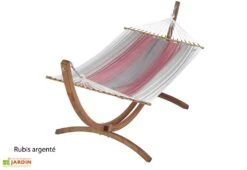 Ensemble Hamac En Tissu Et Support En Bois – Set EsKapade 10 Ensemble Hamac En Tissu Et Support En Bois – Set EsKapade -Hevea Jardin Magasin lit suspendu rubis argente 1