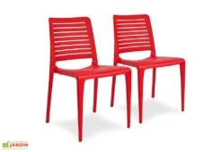 Lot De 2 Chaises De Jardin Empilables En Polypropylène Park -Hevea Jardin Magasin lot 2 chaises jardin empilables polypropylene park rouge