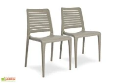 Lot De 2 Chaises De Jardin Empilables En Polypropylène Park -Hevea Jardin Magasin lot 2 chaises jardin empilables polypropylene park taupe