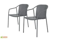 Lot De 2 Fauteuils De Jardin En Aluminium Et Polypropylène Rod -Hevea Jardin Magasin lot 2 fauteuils jardin aluminium polypropylene rod gris