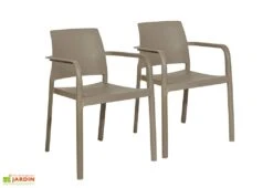 Lot De 2 Fauteuils De Jardin Empilables En Polypropylène Dock 5 Lot De 2 Fauteuils De Jardin Empilables En Polypropylène Dock -Hevea Jardin Magasin lot 2 fauteuils jardin empilables polypropylene dock taupe