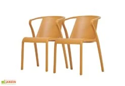 Lot De 2 Fauteuils De Jardin Empilables En Polypropylène Fado -Hevea Jardin Magasin lot 2 fauteuils jardin empilables polypropylene fado moutarde