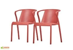 Lot De 2 Fauteuils De Jardin Empilables En Polypropylène Fado -Hevea Jardin Magasin lot 2 fauteuils jardin empilables polypropylene fado rouge