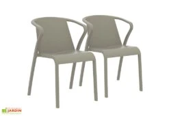 Lot De 2 Fauteuils De Jardin Empilables En Polypropylène Fado -Hevea Jardin Magasin lot 2 fauteuils jardin empilables polypropylene fado taupe
