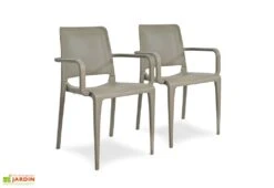 Lot De 2 Fauteuils De Jardin Empilables En Polypropylène Hall -Hevea Jardin Magasin lot 2 fauteuils jardin empilables polypropylene hall taupe