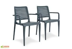 Lot De 2 Fauteuils De Jardin Empilables En Polypropylène Park 8 Lot De 2 Fauteuils De Jardin Empilables En Polypropylène Park -Hevea Jardin Magasin lot 2 fauteuils jardin empilables polypropylene park anthracite