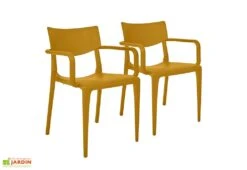 Lot De 2 Fauteuils De Jardin Empilables En Polypropylène Town -Hevea Jardin Magasin lot 2 fauteuils jardin empilables polypropylene town jaune