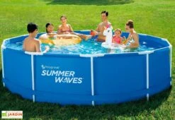 Summer Waves Piscine Hors-sol Tubulaire Ronde ∅366 X 91 Cm - PVC Bleu