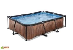 EXIT TOYS Piscine Hors Sol Tubulaire Rectangulaire – 220 X 150 X 65 Cm + Dôme -Hevea Jardin Magasin piscine hors sol tubulaire exit toys 65cm effet bois 2