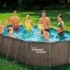 Summer Waves Piscine Hors-sol Tubulaire Ovale - 4,88 X 3,05 X 1,07 M – PVC Aspect Tressé