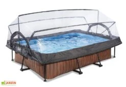 EXIT TOYS Piscine Hors Sol Tubulaire Rectangulaire – 220 X 150 X 65 Cm + Dôme